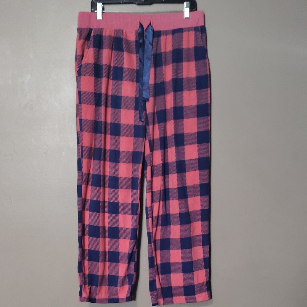 Magellan Mauve/Blue Plaid Fleece Pajama Pants Size M